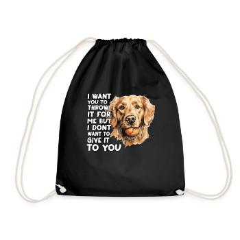 Golden Retriever Dog Owner T As Walk Outfit - Drawstring Bag - black - Front