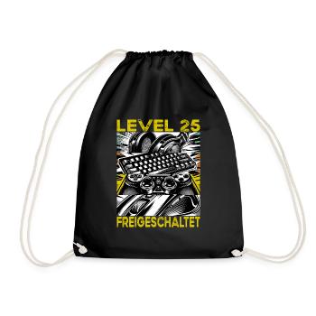 Geburtstag Level 25 freigeschaltet Gaming & Zocker - Turnbeutel - Schwarz - Vorne