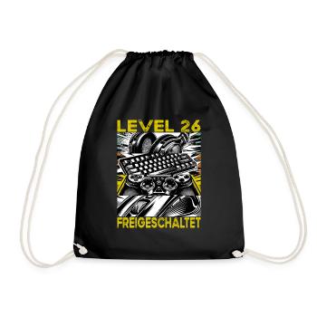 Geburtstag Level 26 freigeschaltet Gaming & Zocker - Turnbeutel - Schwarz - Vorne