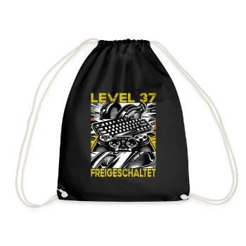 Birthday Level 37 Unlocked Gaming & Gamblers - Drawstring Bag - black - Front