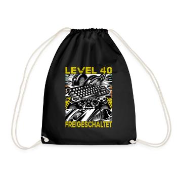Geburtstag Level 40 freigeschaltet Gaming & Zocker - Turnbeutel - Schwarz - Vorne