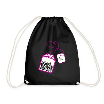 Sachet de thé rose coeur - Sac de sport léger - noir - Devant