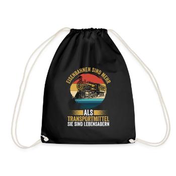 Model Railroad Model Train Train Railroad Railroad Railroad Railroad Model Train Model Train Model T - Drawstring Bag - black - Front