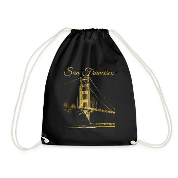 San Francisco California Souvenir - Drawstring Bag - black - Front