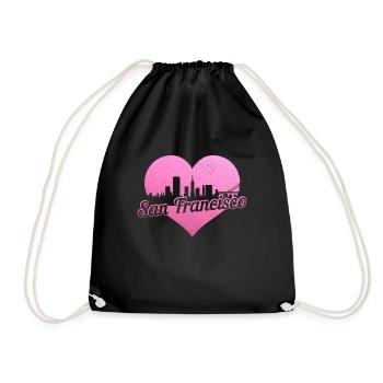 San Francisco California Souvenir - Drawstring Bag - black - Front