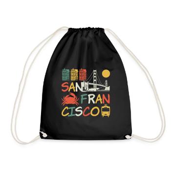 San Francisco California Souvenir - Drawstring Bag - black - Front