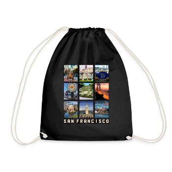San Francisco California Souvenir - Drawstring Bag - black - Front