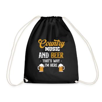 Country-musik Und Bier Darum Bin Ich Hier - Turnbeutel - Schwarz - Vorne