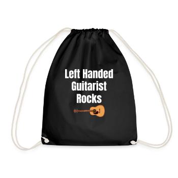 Left-handed guitarist rocks. guitar, bassist, - Drawstring Bag - black - Front