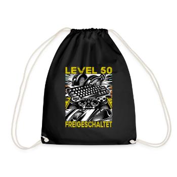 Geburtstag Level 50 freigeschaltet Gaming & Zocker - Turnbeutel - Schwarz - Vorne