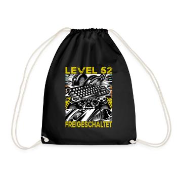 Birthday Level 52 Unlocked Gaming & Gaming - Drawstring Bag - black - Front