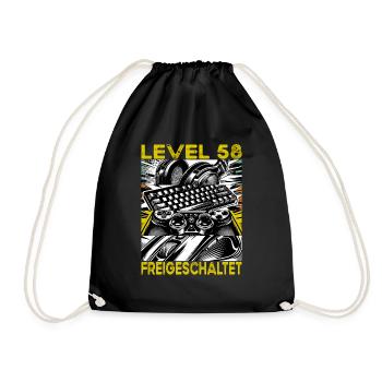 Birthday Level 58 Unlocked Gaming & Gamer - Drawstring Bag - black - Front