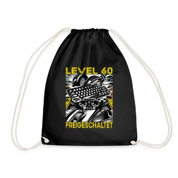 Geburtstag Level 60 freigeschaltet Gaming & Zocker - Turnbeutel - Schwarz - Vorne
