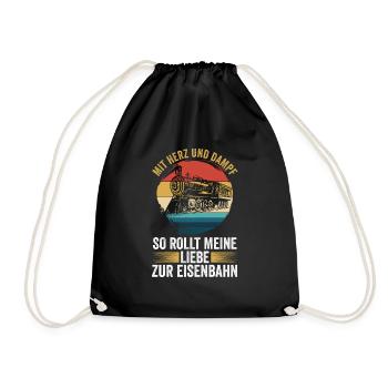 Model Railroad Model Train Train Railroad Railroad Railroad Railroad Model Train Model Train Model T - Drawstring Bag - black - Front