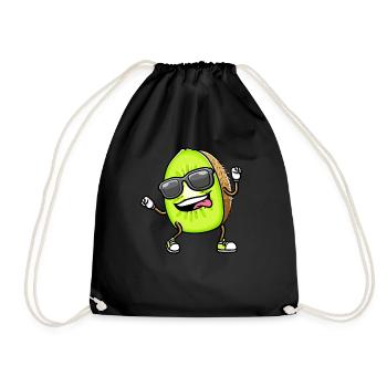 Dancing Kiwi with sunglasses - Drawstring Bag - black - Front