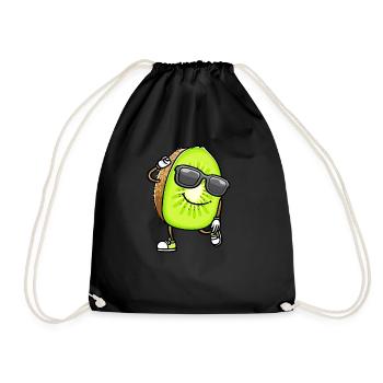Dancing Kiwi with sunglasses - Drawstring Bag - black - Front