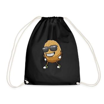 Dancing Kiwi with sunglasses - Drawstring Bag - black - Front