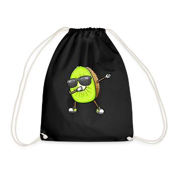 Dancing Kiwi with sunglasses - Drawstring Bag - black - Front