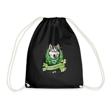 Chien husky avec Bandana de trèfle vert St. Patrick’s - Sac de sport léger - noir - Devant