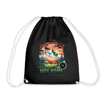 Embark on a distinctive hiking adventure with our - Drawstring Bag - black - Front