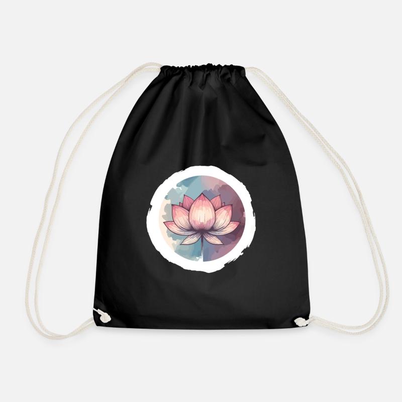 Fleur de Lotus dessinée - Sac de sport léger - noir