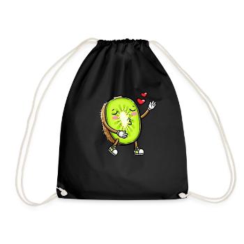 Kiwi fruit Kawaii émoticône - Sac de sport léger - noir - Devant