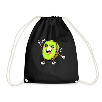 Kiwi fruit Kawaii émoticône - Sac de sport léger - noir - Devant