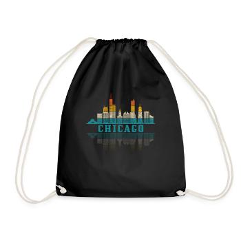 Chicago Illinois Souvenir Gift - Drawstring Bag - black - Front