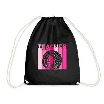 Black Smart Teacher Afro Love Melanin Black Histor - Drawstring Bag - black - Front