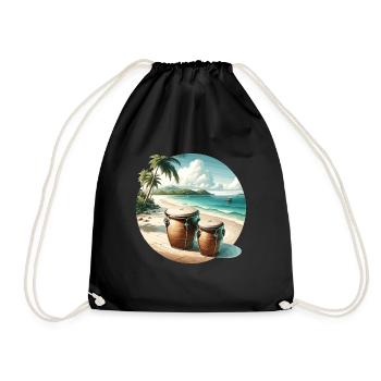 Bongos am tropischen Strand - Turnbeutel - Schwarz - Vorne