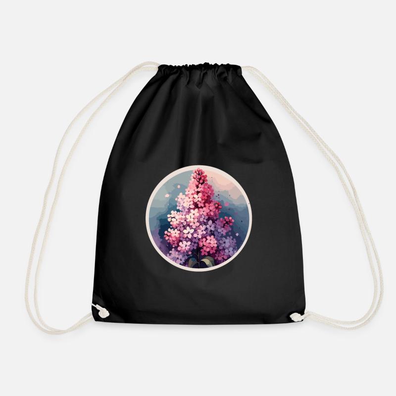 Lilac drawn - Drawstring Bag - black