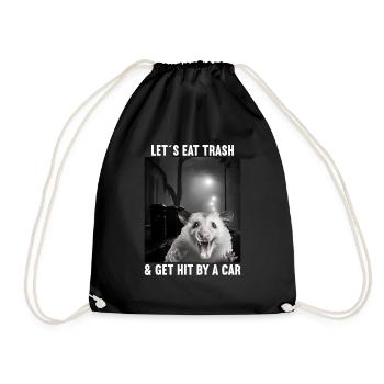 Lets eat Trash and get hit by a Car Opossum Possum - Drawstring Bag - black - Front
