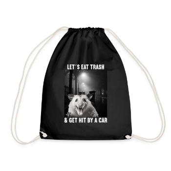 Lets eat Trash and get hit by a Car Opossum Possum - Drawstring Bag - black - Front