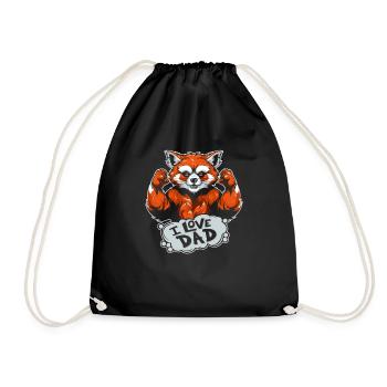 Roter Panda I Love Dad - Turnbeutel - Schwarz - Vorne