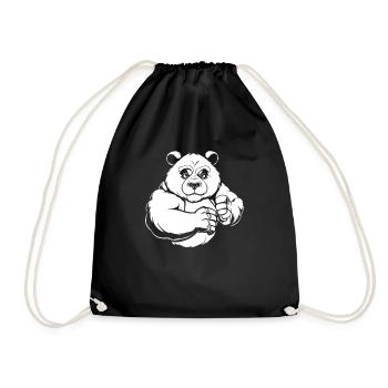 Großer Panda Pandabär - Turnbeutel - Schwarz - Vorne