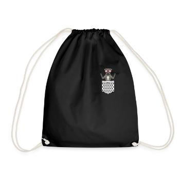 staffordshire bull terrier dog with sun sun - Drawstring Bag - black - Front