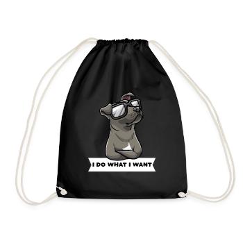 Staffordshire Bull Terrier Dog with Sunglasses - Drawstring Bag - black - Front