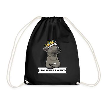 Staffordshire Bull Terrier Dog with Crown - Drawstring Bag - black - Front