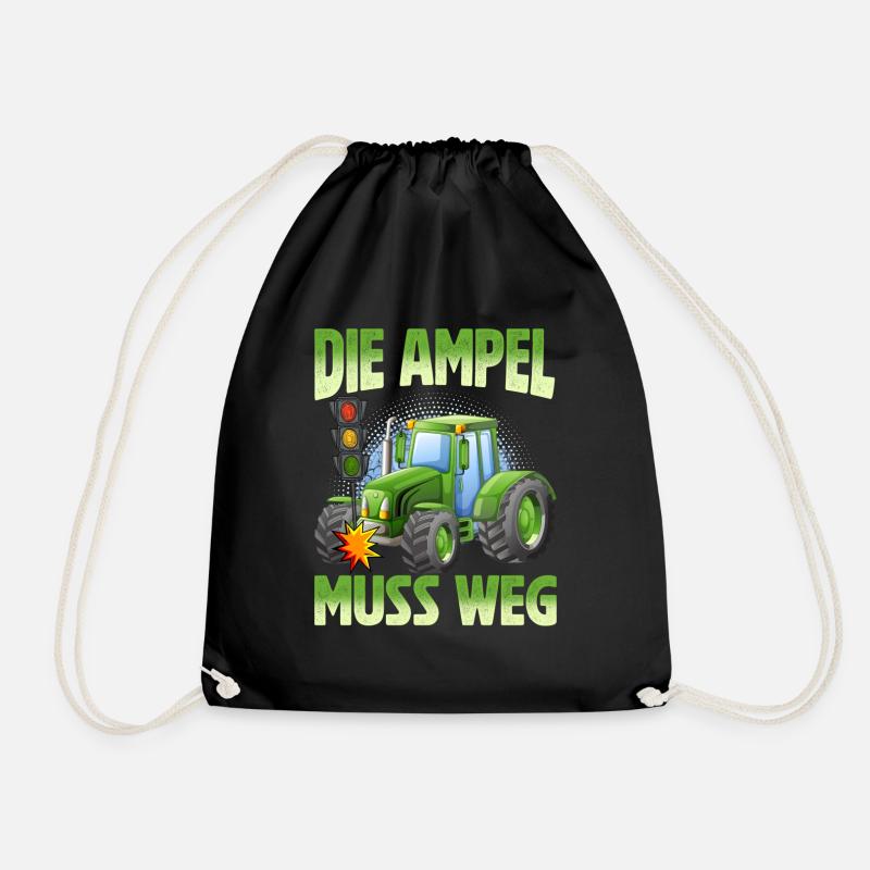 Die Ampel muss weg! Traktor rammt Ampel - Turnbeutel - Schwarz