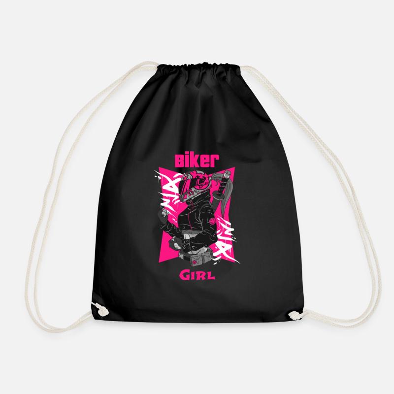 Biker Girl - Drawstring Bag - black