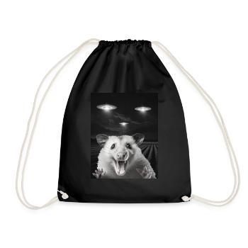Funny possum selfie in front of UFOs Opossum UFO - Drawstring Bag - black - Front