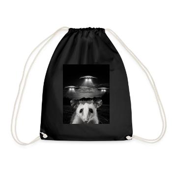 Funny possum selfie in front of UFOs Opossum UFO - Drawstring Bag - black - Front
