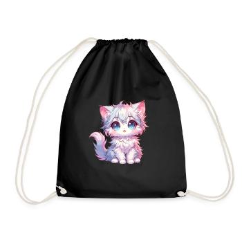 Anime Baby Cat - Drawstring Bag - black - Front