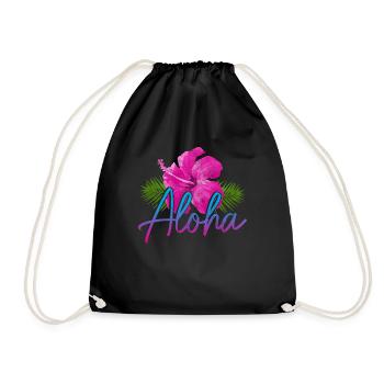 Hawaii Aloha Hawaiian Souvenir - Drawstring Bag - black - Front