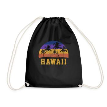 Hawaii Aloha Hawaiian Souvenir - Drawstring Bag - black - Front