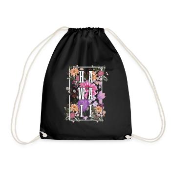 Hawaii Aloha Hawaiian Souvenir - Drawstring Bag - black - Front