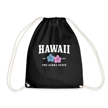 Hawaii Aloha Hawaiian Souvenir - Drawstring Bag - black - Front