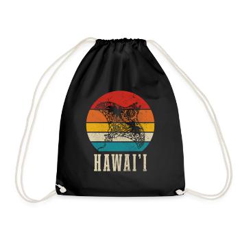 Hawaii Aloha Hawaiian Souvenir - Drawstring Bag - black - Front