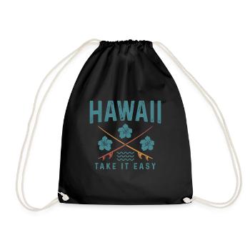 Hawaii Aloha Surfer Souvenir - Drawstring Bag - black - Front