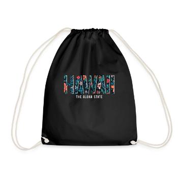 Hawaii Aloha Hawaiian Souvenir - Drawstring Bag - black - Front